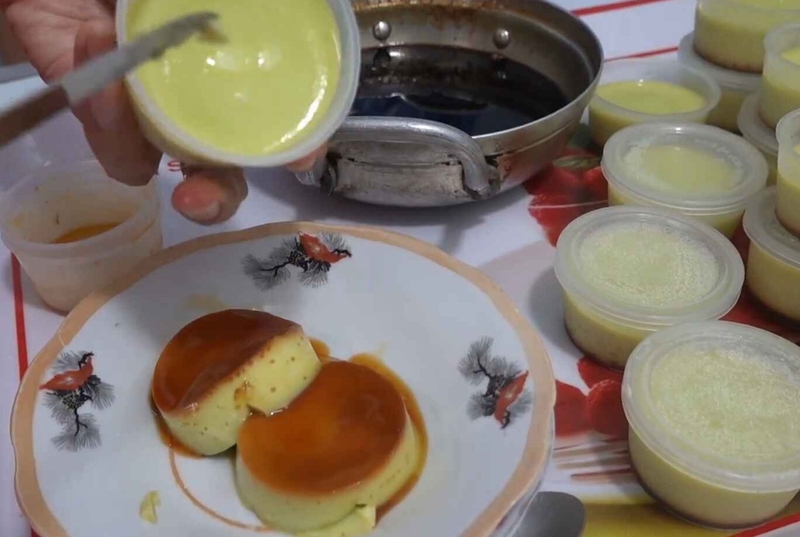 cách làm bánh flan caramen lá dứa 10
