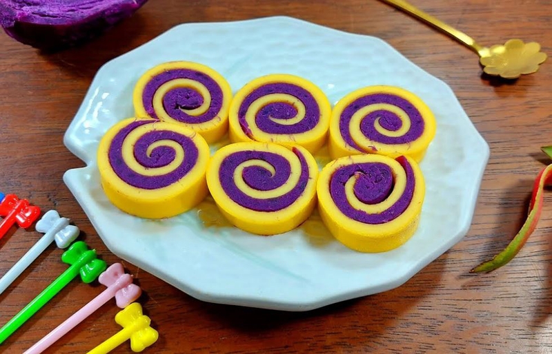 cách làm bánh khoai lang tím cuộn 4