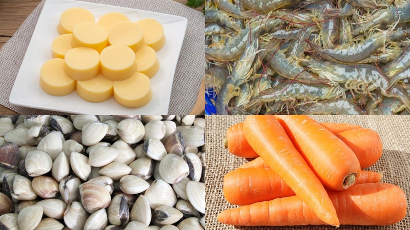 Nguyên liệu làm món đậu hũ non xào tôm