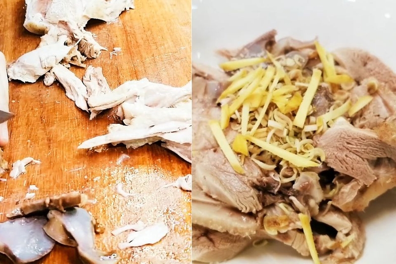 Làm gỏi vịt rau răm bắp cải