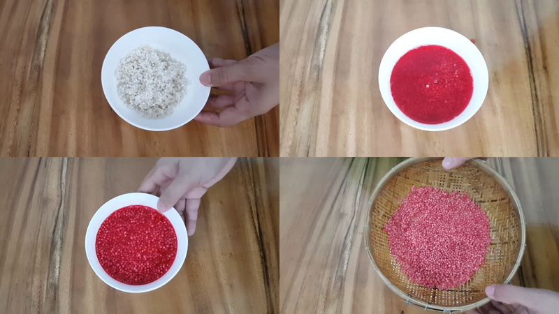 Bước 2: Ngâm bột báng với củ dền