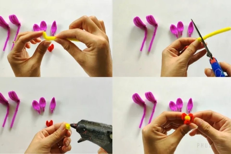 cách làm hoa bằng kẽm nhung 8