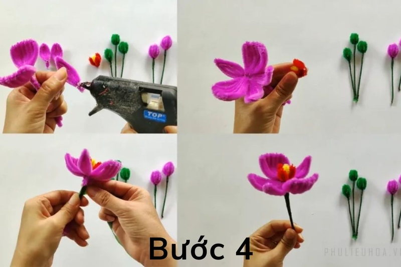 cách làm hoa bằng kẽm nhung 9