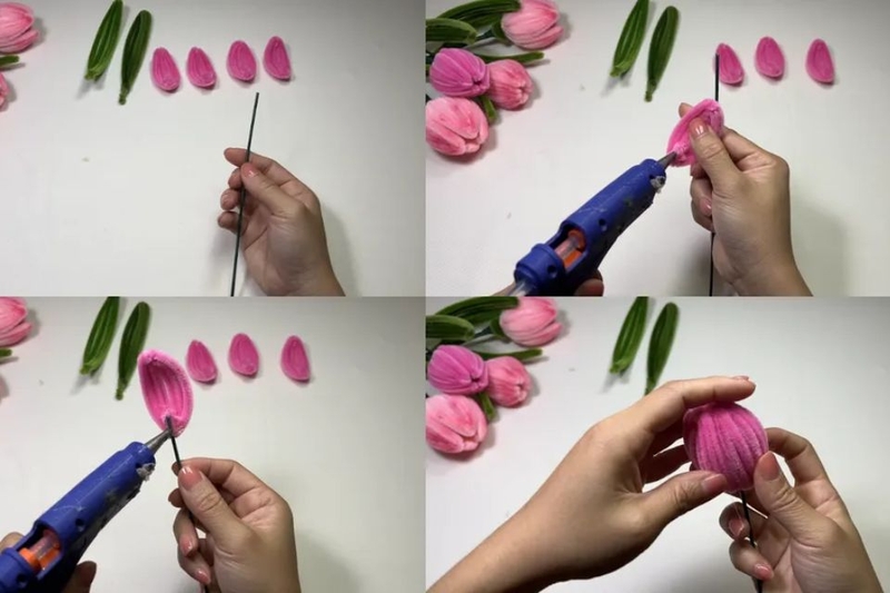 cách làm hoa bằng kẽm nhung 10