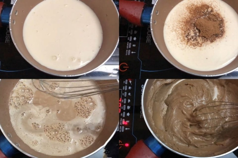 Hòa tan bột Milo với sữa tươi và sữa đặc