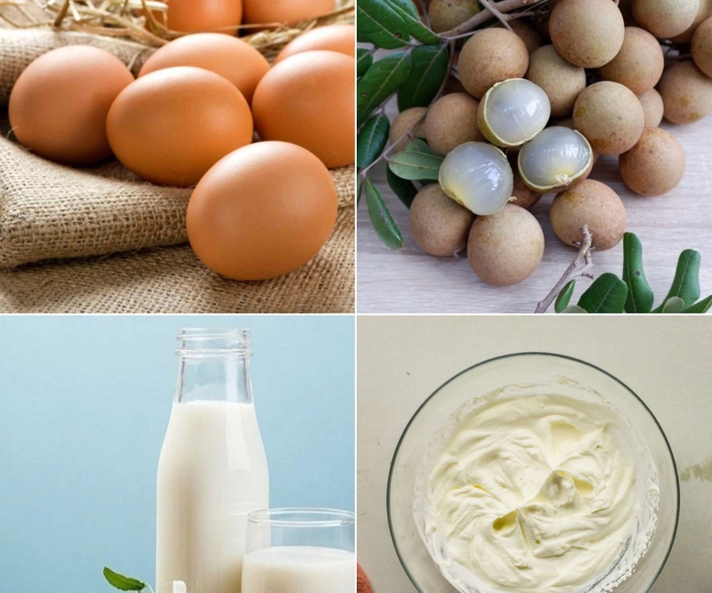 Nguyên liệu cần chuẩn bị cho món kem nhãn