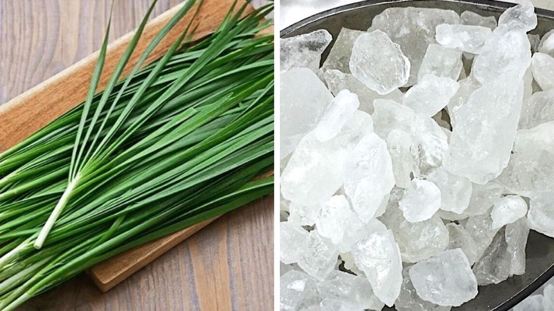 cách làm lá hẹ hấp đường phèn 1