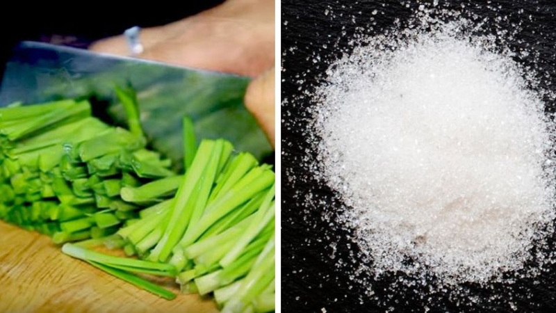 cách làm lá hẹ hấp đường phèn 2