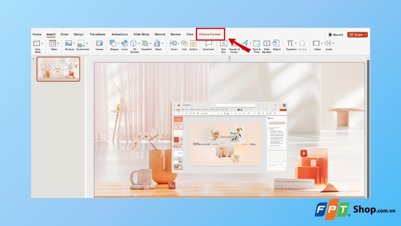 Mở slide chứa hình ảnh