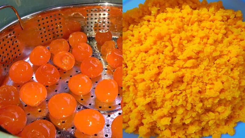 Hấp và nghiền nhỏ trứng muối