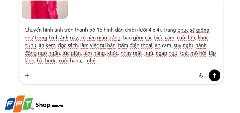 Dán câu lệnh yêu cầu AI tạo sticker