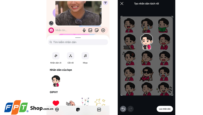 nhấn Lưu nhãn dán