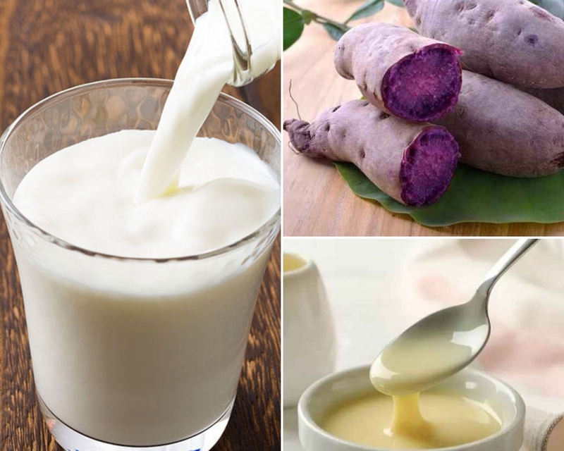 Nguyên liệu làm sữa khoai lang tím ngon mê ly