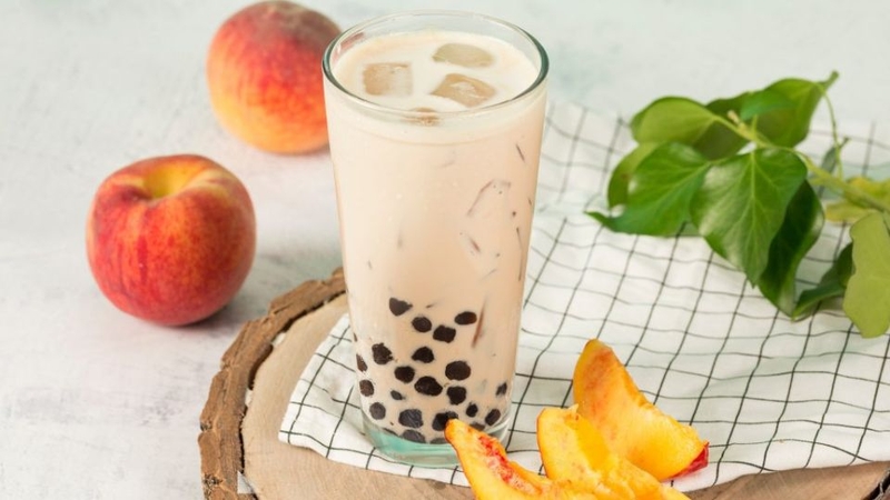 Bước 5: Thưởng thức trà sữa đào