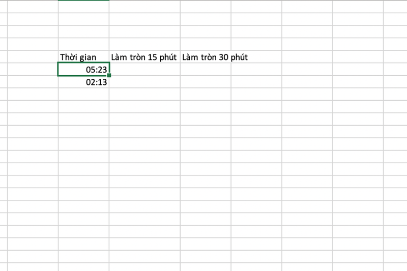 Cách làm tròn thời gian trong Excel (1)