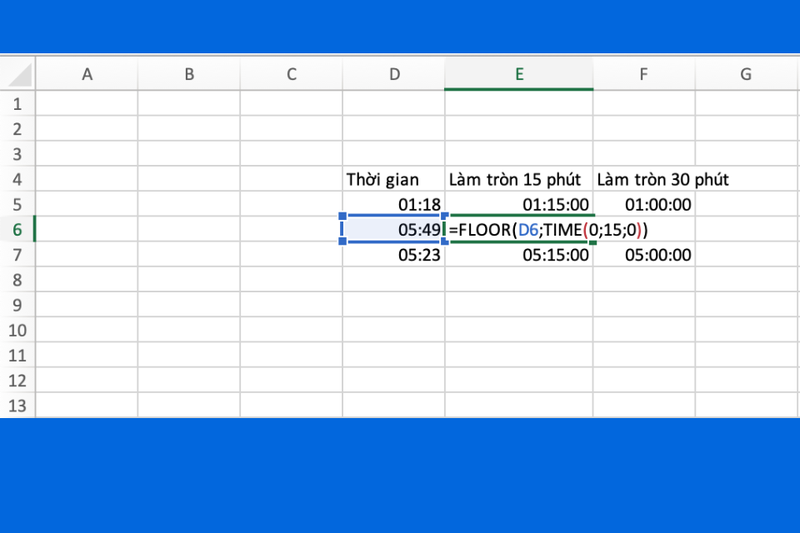 Cách làm tròn thời gian trong Excel (5)