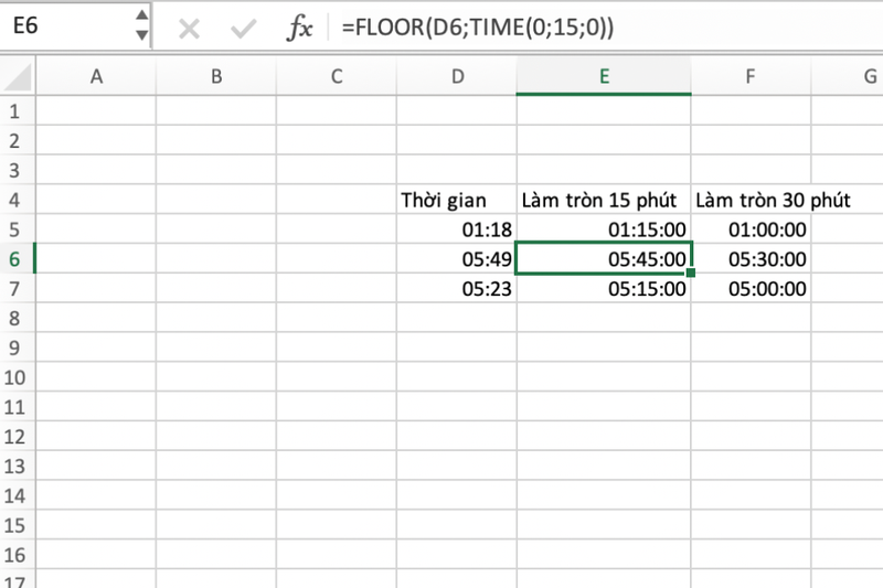 Cách làm tròn thời gian trong Excel (6)