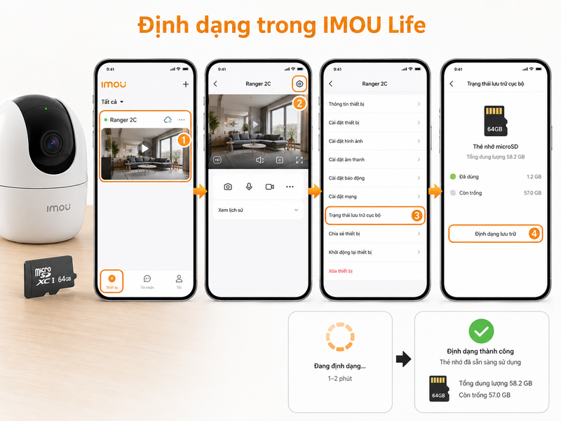 cách lắp thẻ nhớ camera IMOU 6