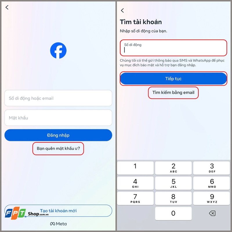 cách lấy lại Facebook cũ trên điện thoại hình 1