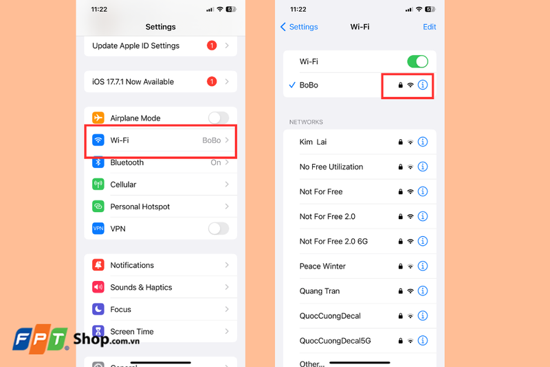 Kiểm tra trên thiết bị đã từng kết nối