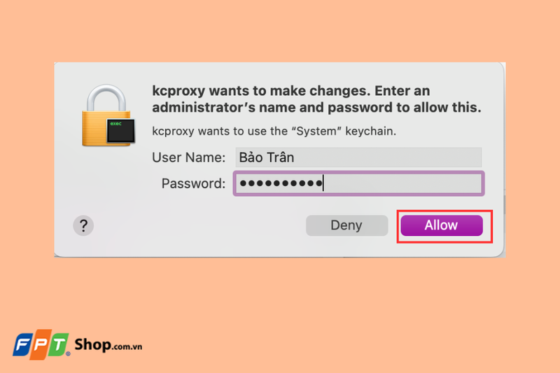 Tiếp theo, nhập lại tên người dùng và mật khẩu của thiết bị