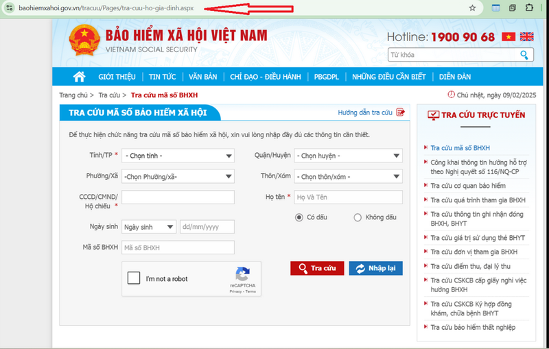 Truy cập trang web của Bảo Hiểm Xã Hội Việt Nam