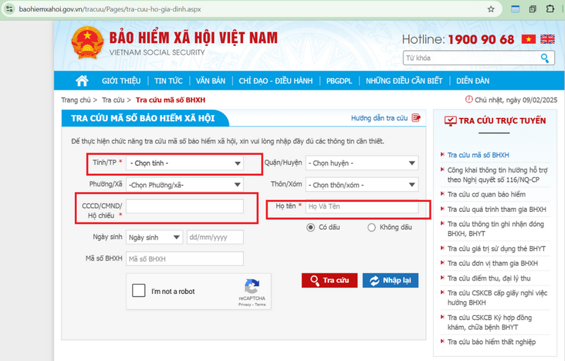 Nhập thông tin cá nhân trên hệ thống