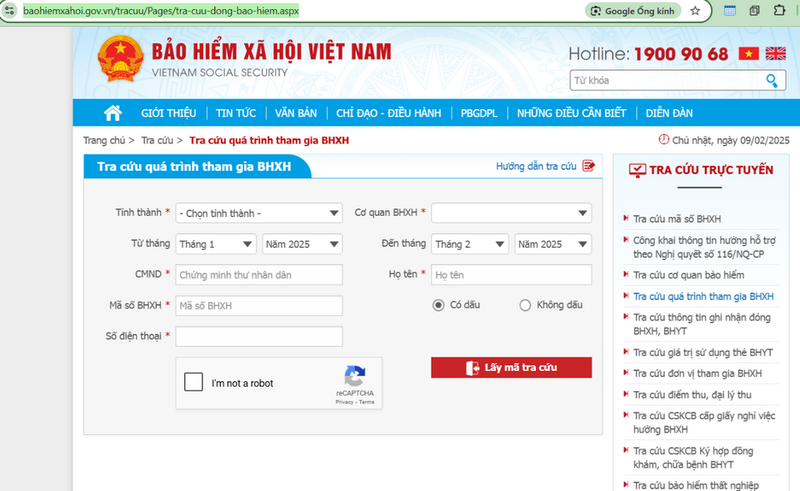 Cách tra cứu quá trình đóng BHXH bằng CMND/CCCD
