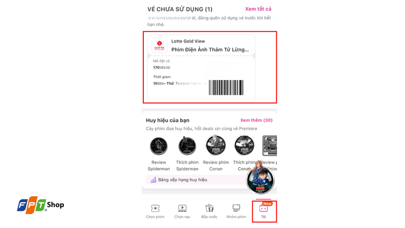 Trang lấy vé