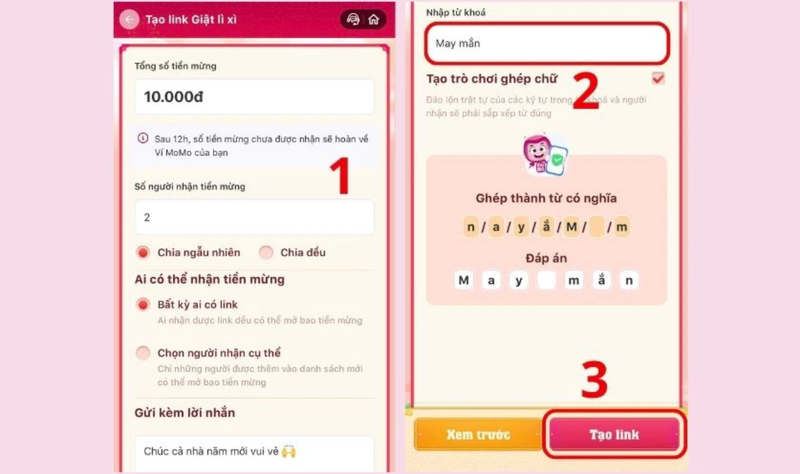 hệ thống sẽ tạo một link để bạn chia sẻ vào nhóm chat.