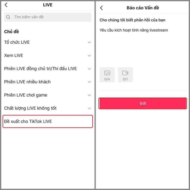 Lưu ý về quá trình yêu cầu live TikTok