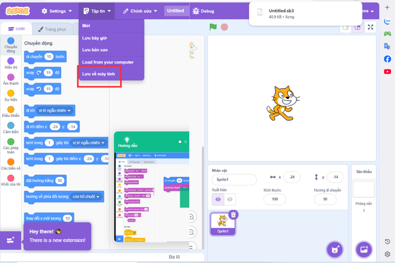 Cách lưu bài trên Scratch (5)