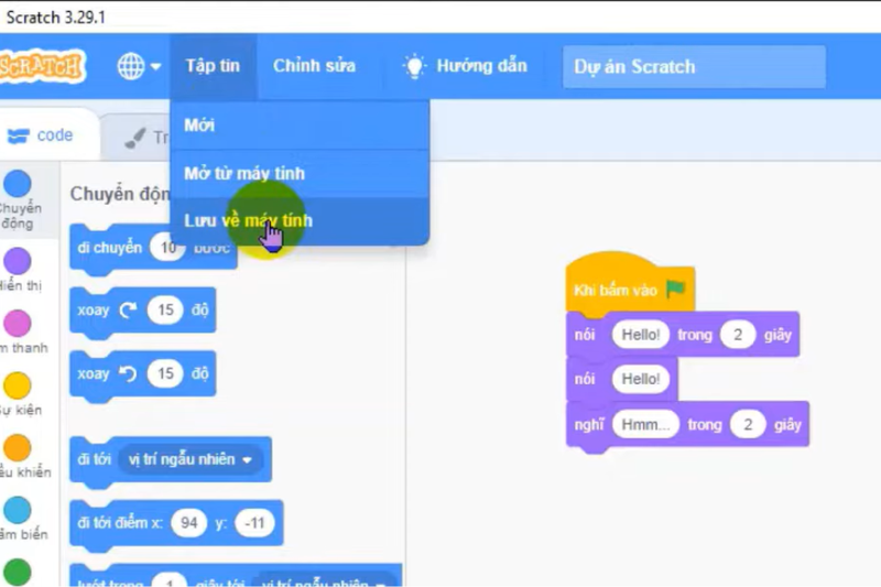 Cách lưu bài trên Scratch (6)