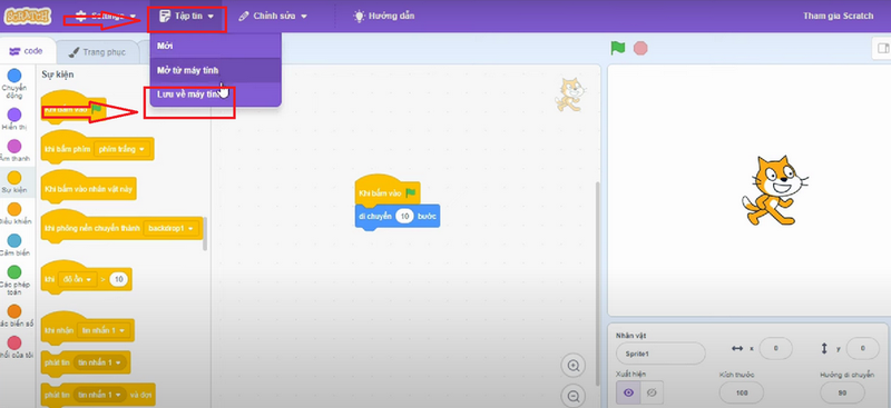 Cách lưu Scratch trực tuyến hiệu quả