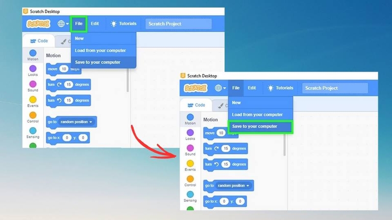 Cách lưu Scratch ngoại tuyến