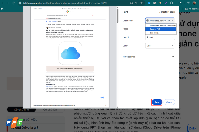 Lưu trang web dưới dạng PDF 1