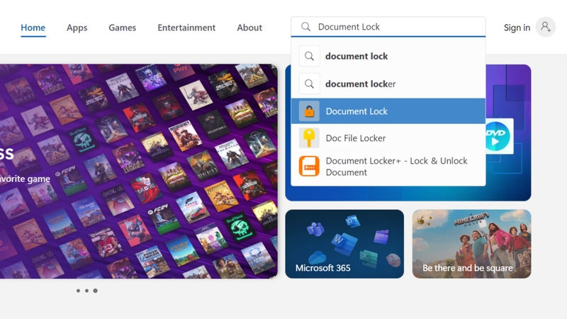 Tìm kiếm ứng dụng Document Lock