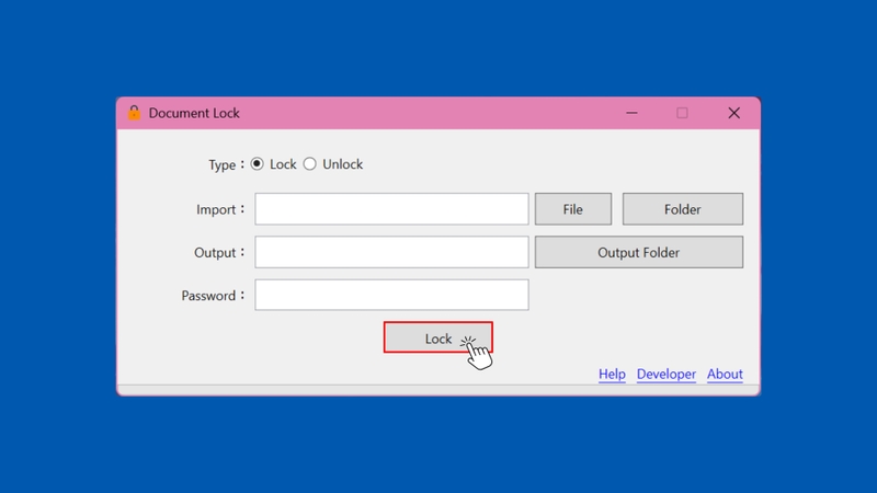 Nhấn nút Lock để tiến hành mã hóa