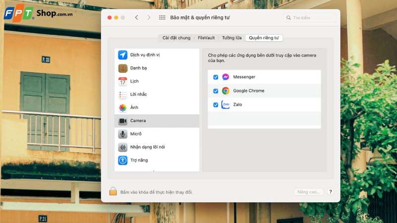 Kiểm tra các ứng dụng truy cập camera 3