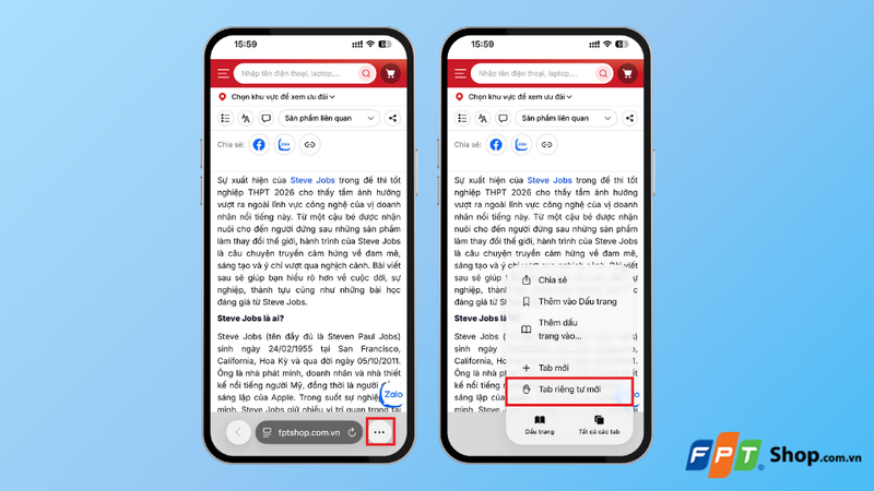 Cách mở tab ẩn danh trên Safari từ giao diện quản lý tab