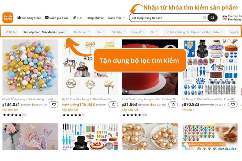 Nhập từ khóa tìm kiếm sản phẩm mà mình muốn mua