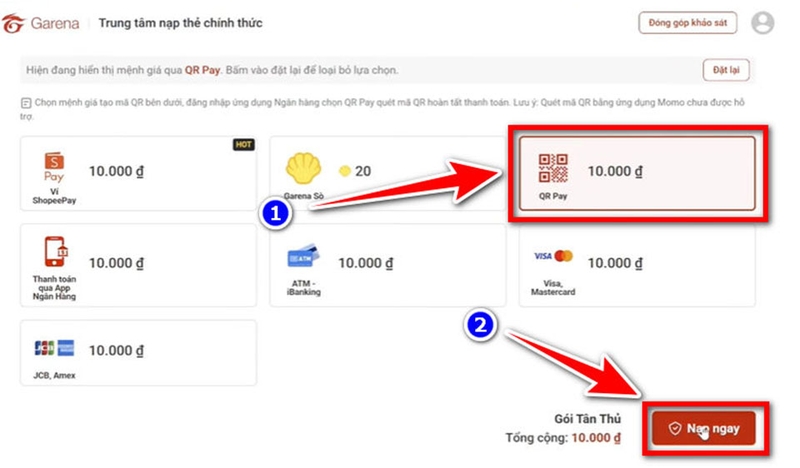 Chọn phương thức thanh toán
