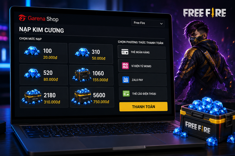 cách nạp kim cương Free Fire rẻ 2