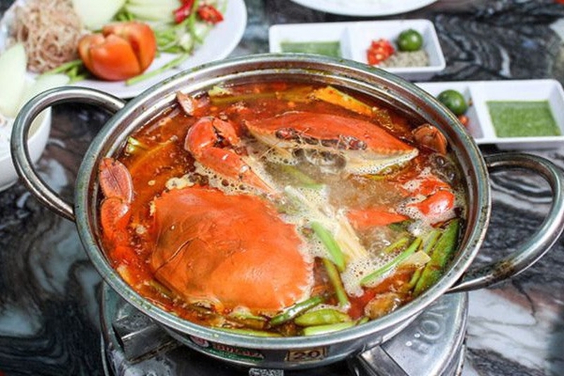 cách nấu lẩu cua biển mồng tơi 4