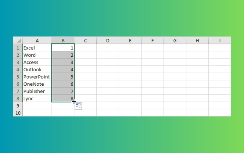 Nhập nhanh chuỗi số cơ bản trong Excel