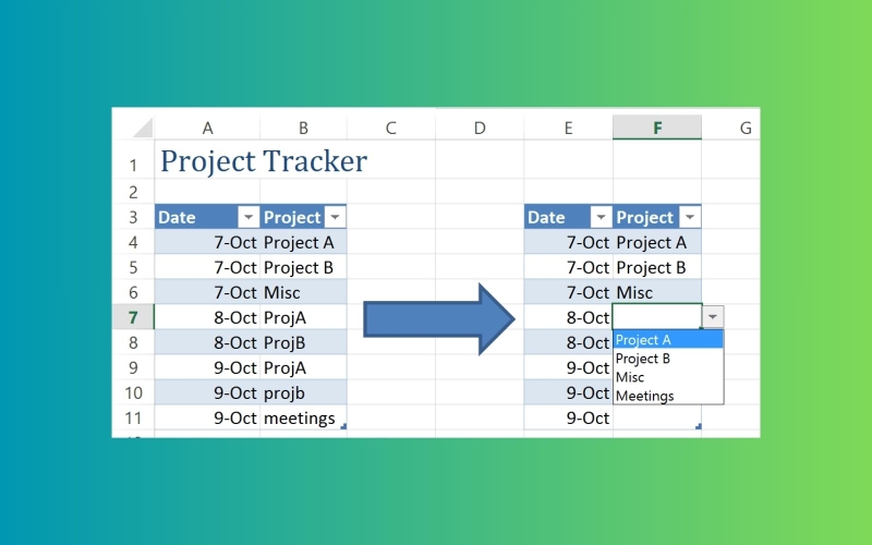 Nhập dữ liệu bằng danh sách sổ xuống (Drop-down list)
