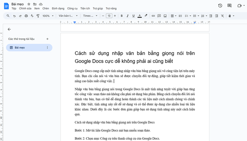 Cách sử dụng nhập văn bản bằng giọng nói trên Google Docs ảnh 1