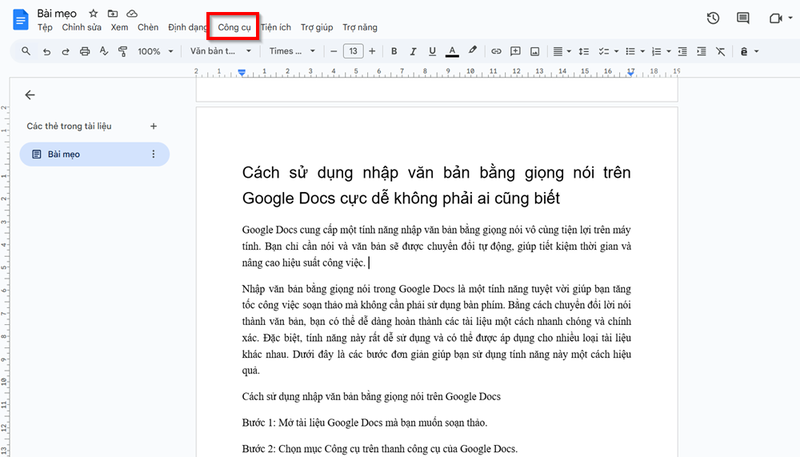Cách sử dụng nhập văn bản bằng giọng nói trên Google Docs ảnh 2