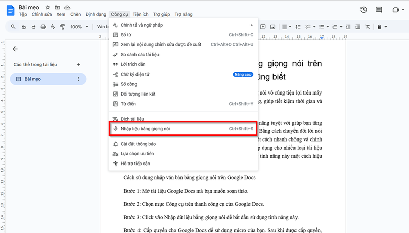 Cách sử dụng nhập văn bản bằng giọng nói trên Google Docs ảnh 3