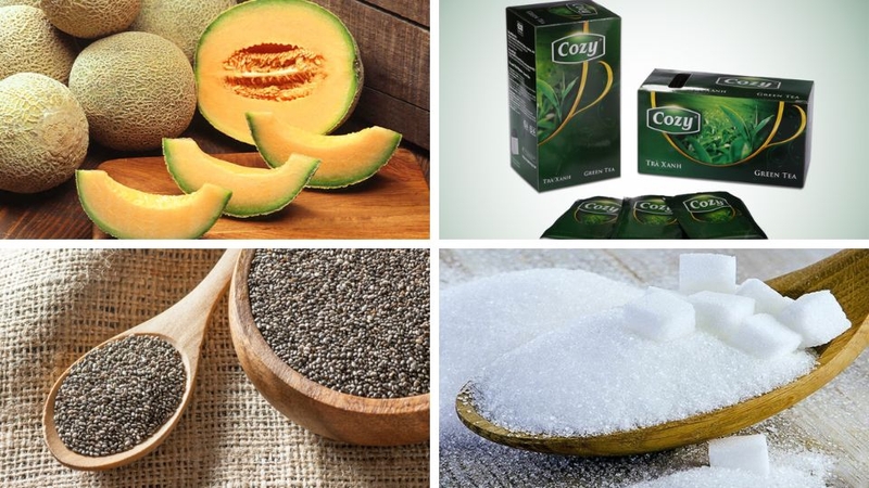 Nguyên liệu cho trà dưa lưới hạt chia